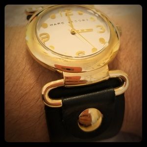 Marc Jacob's black leather strap watch